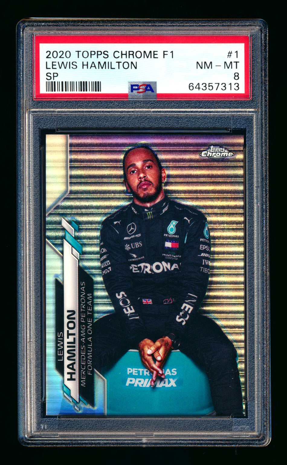 2020 Topps Chrome F1 #1 Lewis Hamilton RC Refractor Image Variation SP PSA 8 ** (SOLD - $1,100.00 - 10/13/2025) **