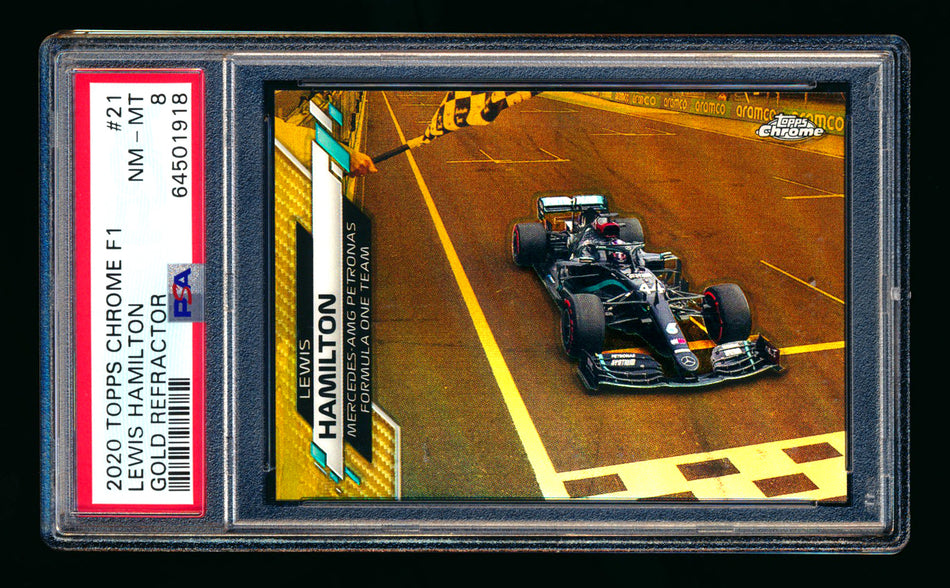 2020 Topps Chrome F1 #21 Lewis Hamilton RC Gold Refractor #17/50 PSA 8 ** (SOLD - $249.00 - 6/29/2025) **