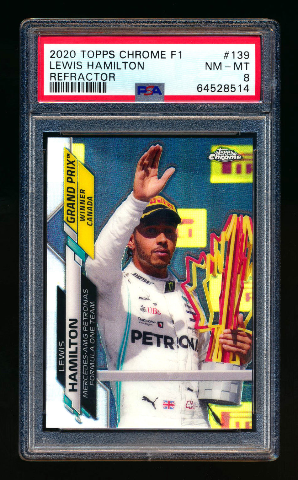 2020 Topps Chrome F1 #139 Lewis Hamilton RC Refractor PSA 8