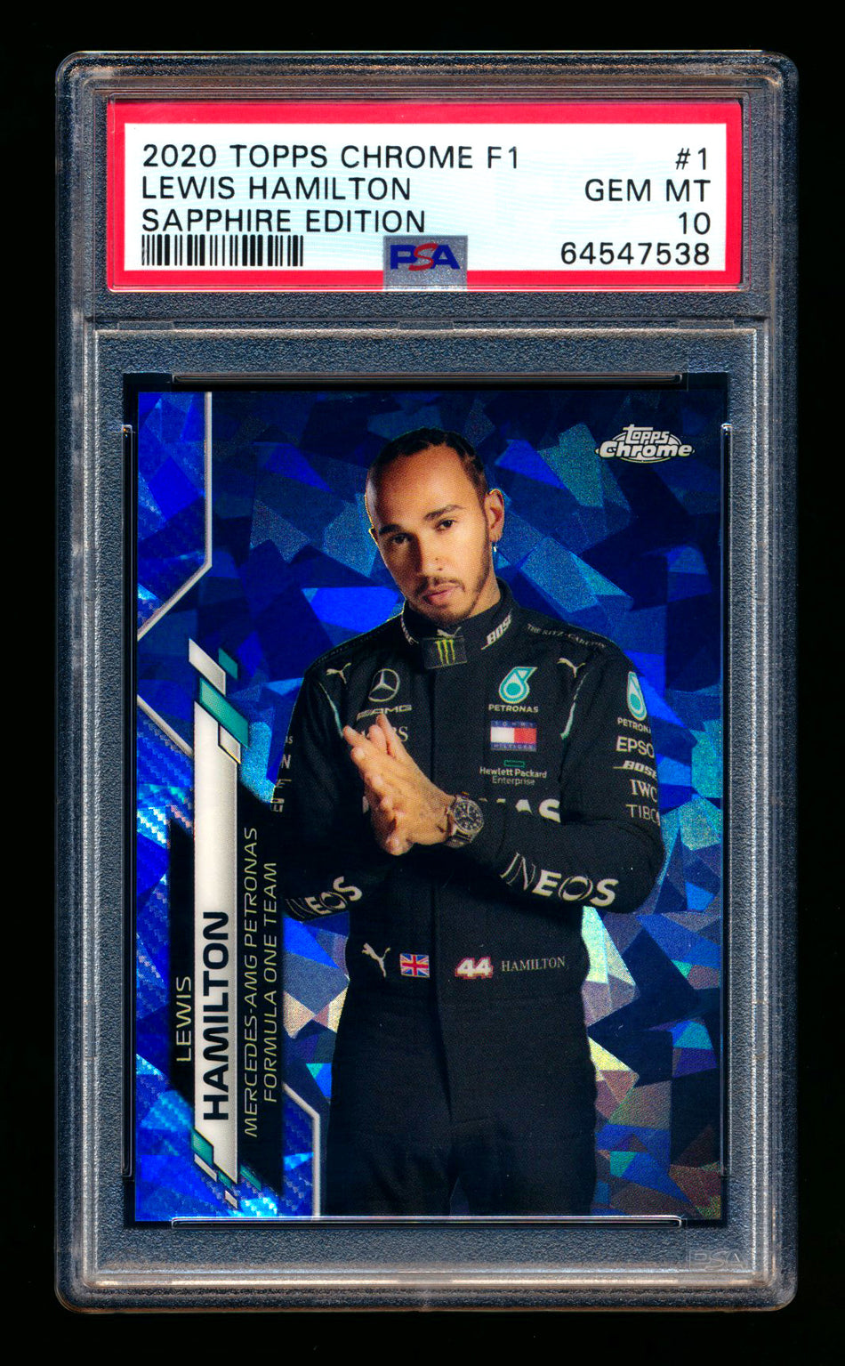 2020 Topps Chrome Sapphire F1 #1 Lewis Hamilton RC Refractor Portrait PSA 10 ** (SOLD eBay - $250.00 - 3/12/2025) **
