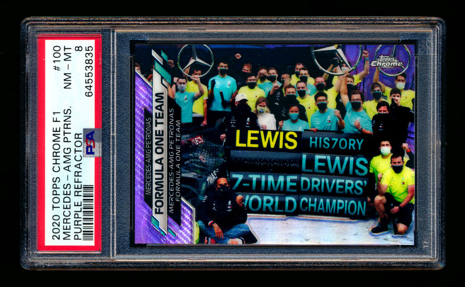 2020 Topps Chrome F1 #100 Mercedes-AMG Petronas/Lewis Hamilton RC Purple Refractor #061/399 PSA 8 ** (SOLD - $35.00 - 12/10/2024) **