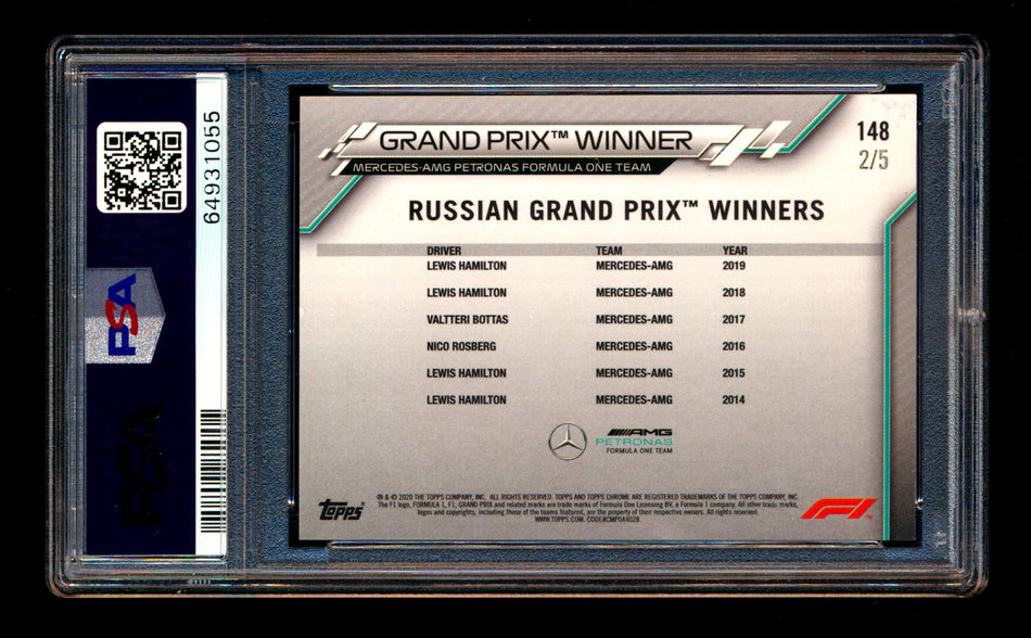 2020 Topps Chrome F1 #148 Lewis Hamilton RC Red Refractor #2/5 PSA 8 (Ultimate Wishlist - Wish Granted!) ** (SOLD - $1500.00 - 3/7/2025) **