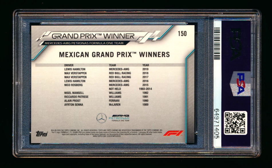 2020 Topps Chrome F1 #150 Lewis Hamilton RC 70th Anniversary Red Refractor PSA 9 ** (SOLD - $950.00 - 11/22/2024) **