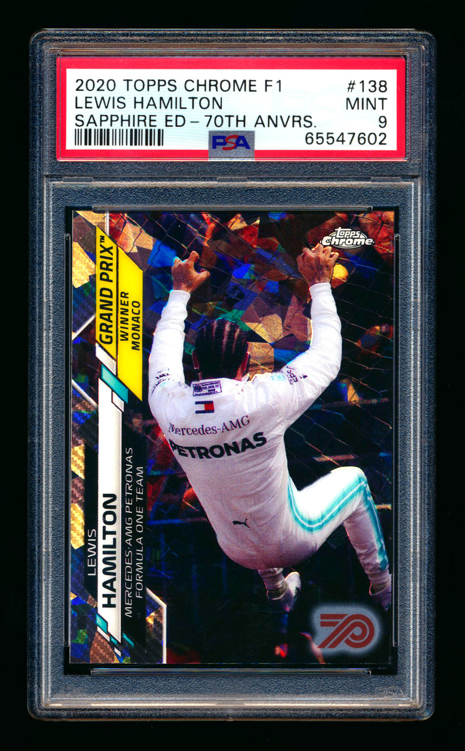 2020 Topps Chrome Sapphire F1 #138 Lewis Hamilton RC 70th Silver Refractor #11/70 PSA 9