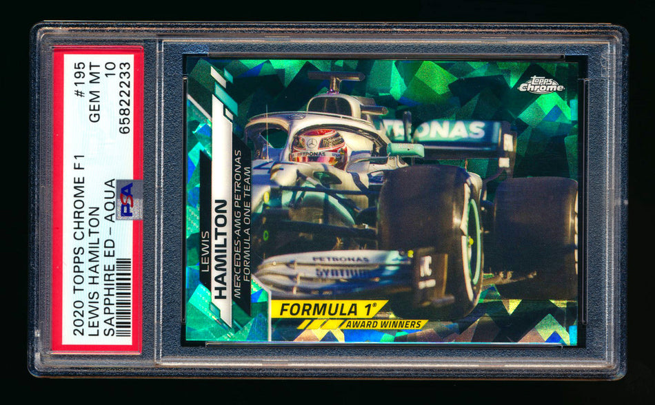 2020 Topps Chrome Sapphire F1 #195 Lewis Hamilton RC Aqua Refractor #18/99 PSA 10