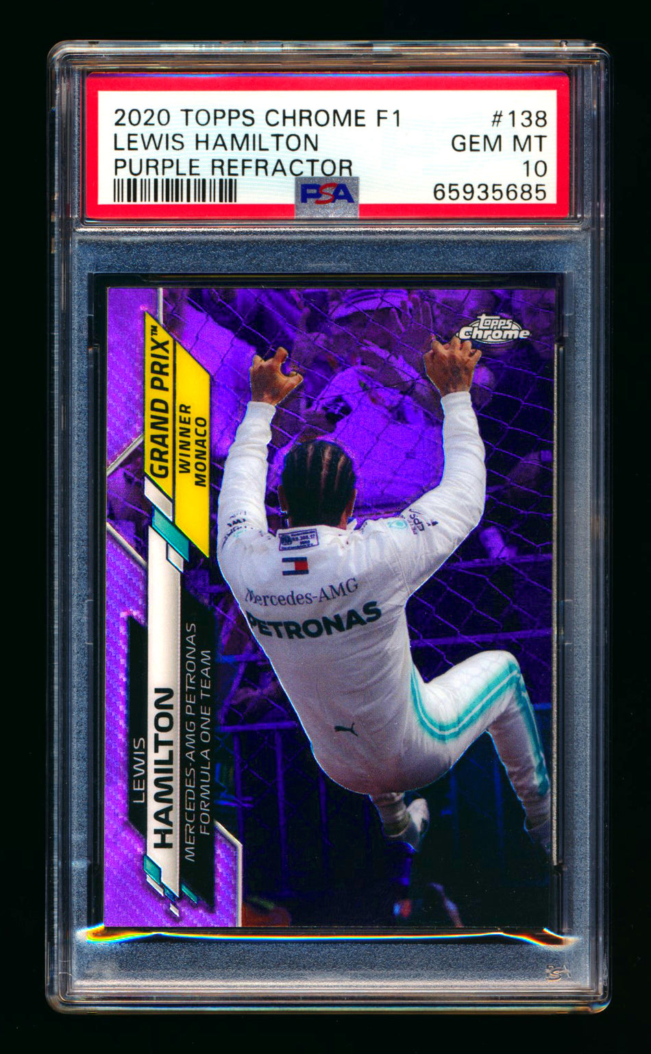 2020 Topps Chrome F1 #138 Lewis Hamilton RC Purple Refractor #376/399 PSA 10