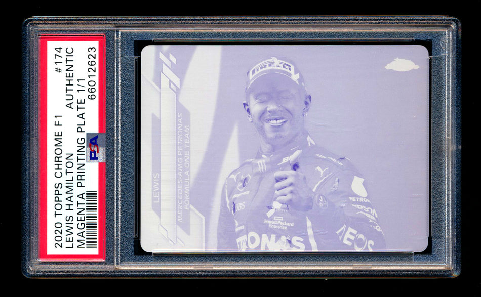 2020 Topps Chrome F1 #174 Lewis Hamilton RC Magenta Printing Plate #1/1 PSA Authentic - POP 1!