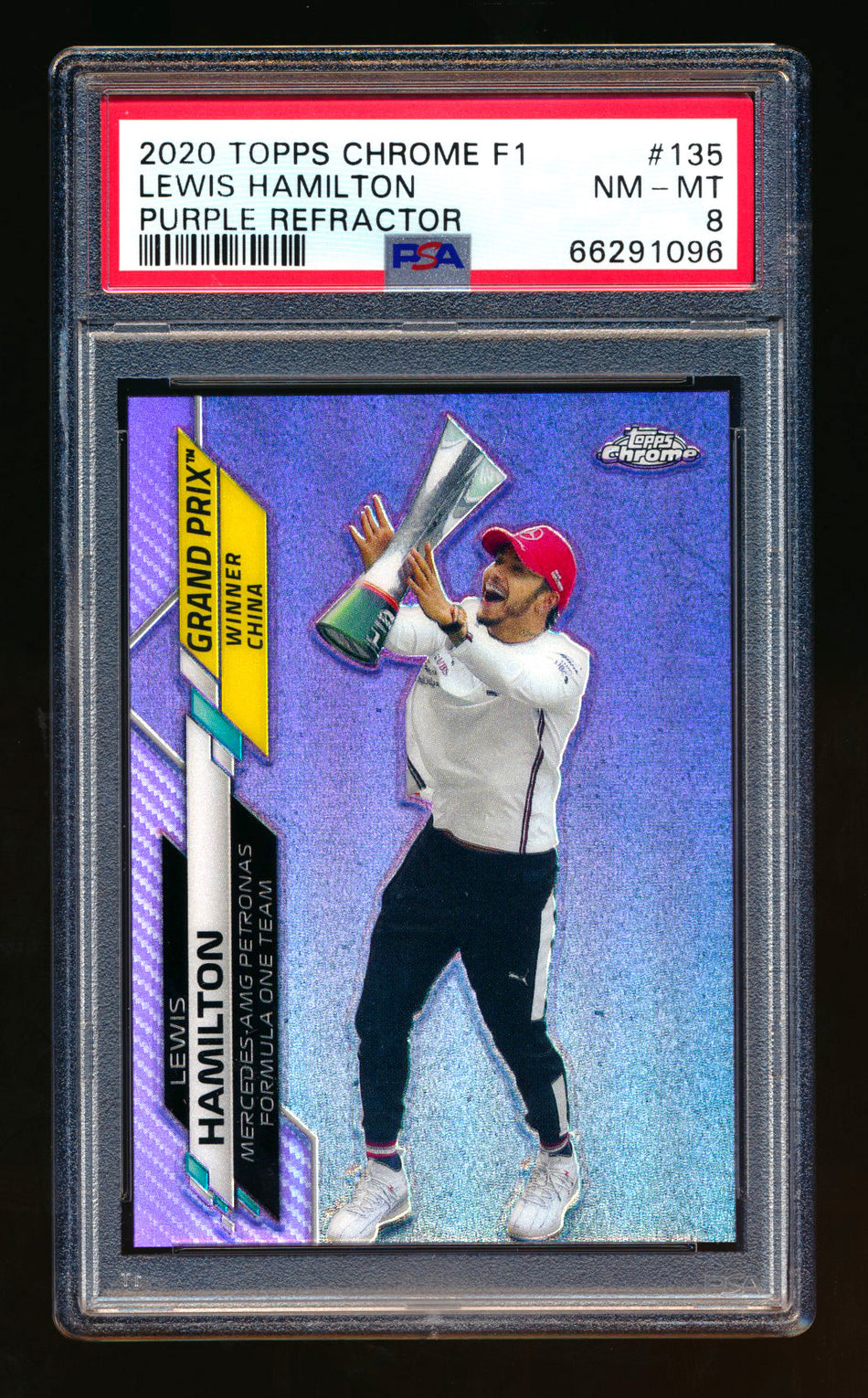 2020 Topps Chrome F1 #135 Lewis Hamilton RC Purple Refractor #197/399 PSA 8 ** (SOLD eBay - $29.00 - 12/23/2024) **