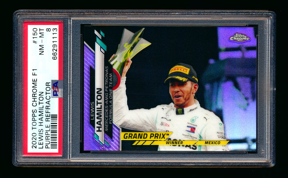 2020 Topps Chrome F1 #150 Lewis Hamilton RC Purple Refractor #359/399 PSA 8