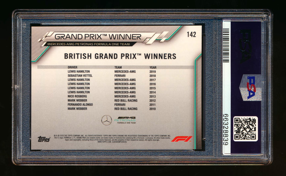 2020 Topps Chrome F1 #142 Lewis Hamilton RC 70th Anniversary Gold Refractor PSA 9 ** (SOLD - $149.00 - 10/26/2024) **