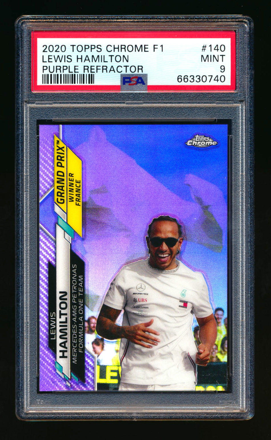 2020 Topps Chrome F1 #140 Lewis Hamilton RC Purple Refractor #100/399 PSA 9