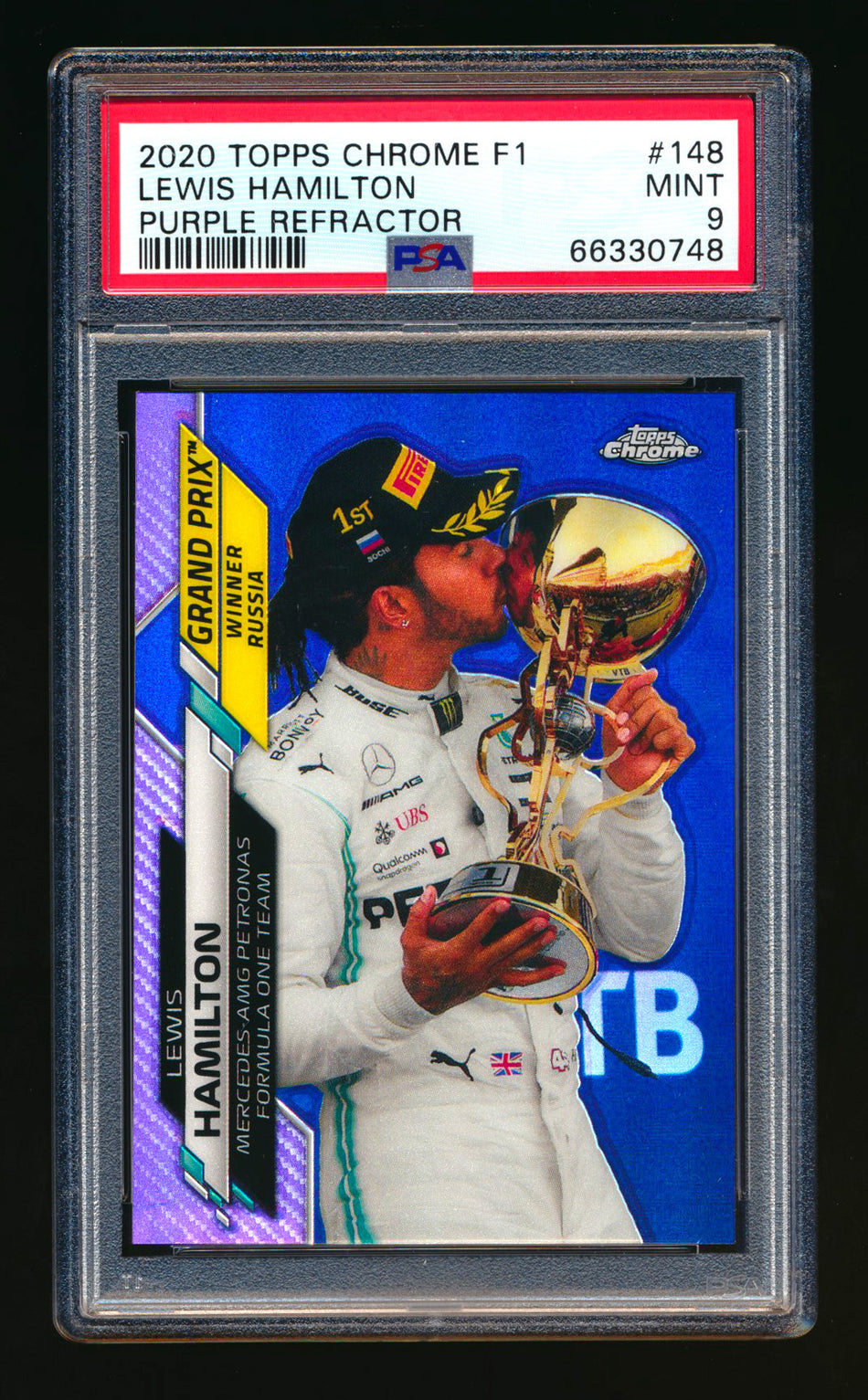 2020 Topps Chrome F1 #148 Lewis Hamilton RC Purple Refractor #051/399 PSA 9