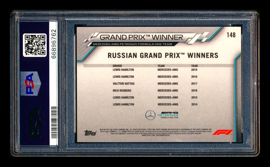 2020 Topps Chrome F1 #148 Lewis Hamilton RC 70th Anniversary Gold Refractor PSA 9