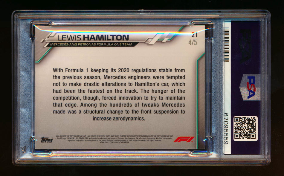 2020 Topps Chrome F1 #21 Lewis Hamilton RC Red Refractor #4/5 PSA 8 ** (SOLD - $1,650.00 - 10/23/2024) **