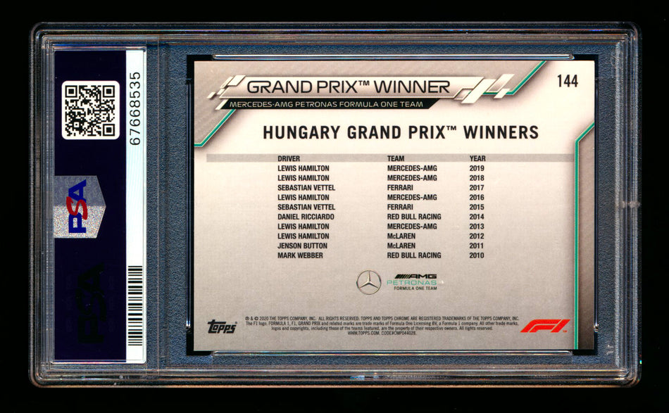 2020 Topps Chrome F1 #144 Lewis Hamilton RC 70th Anniversary Red Refractor PSA 8