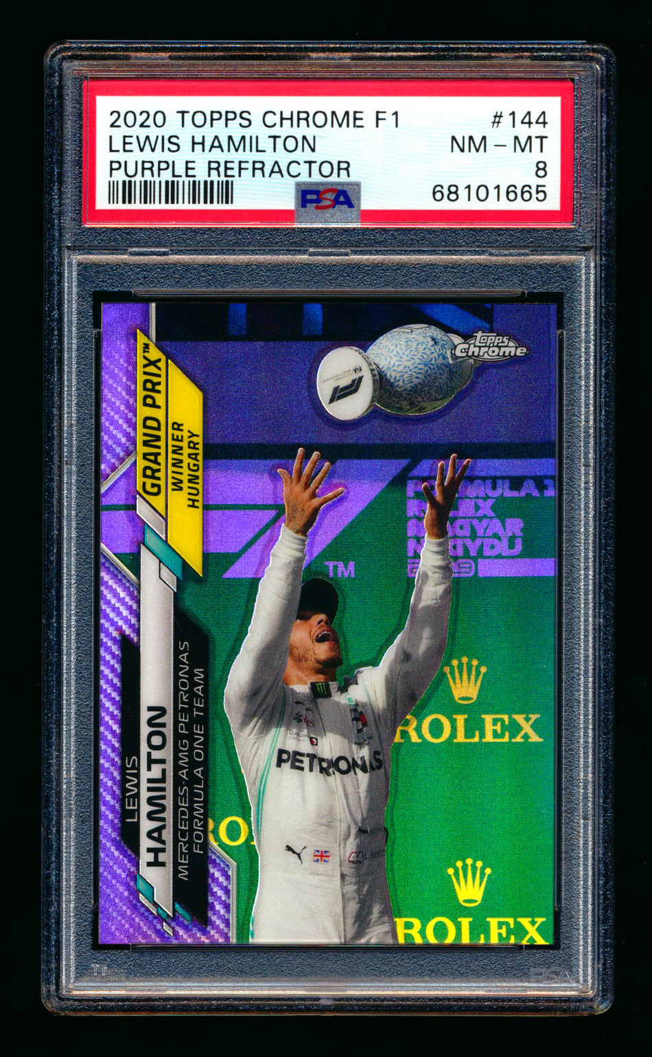 2020 Topps Chrome F1 #144 Lewis Hamilton RC Purple Refractor #167/399 PSA 8 ** (SOLD eBay - $35.00 - 12/23/2024) **