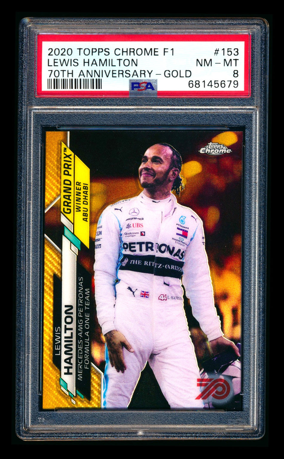 2020 Topps Chrome F1 #153 Lewis Hamilton RC 70th Anniversary Gold Refractor PSA 8 ** (SOLD eBay - $95.00 - 6/14/2026) **