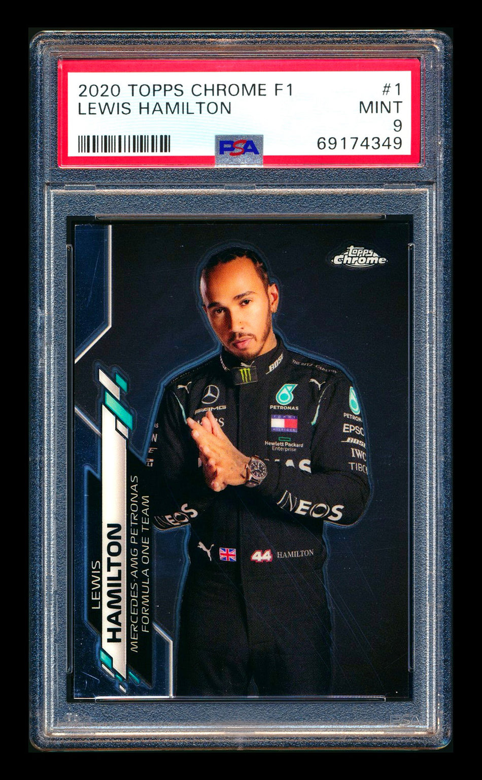 2020 Topps Chrome F1 #1 Lewis Hamitlon RC Portrait PSA 9