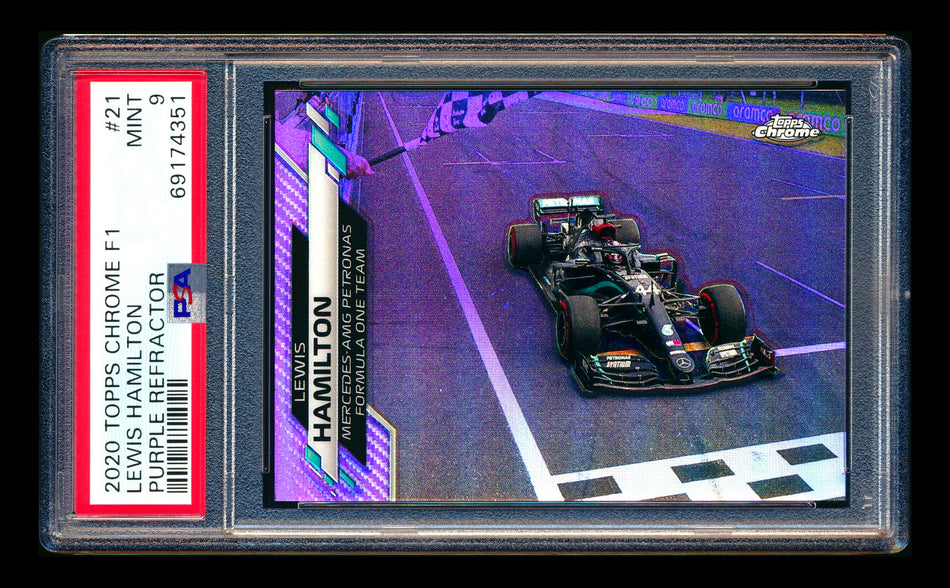 2020 Topps Chrome F1 #21 Lewis Hamilton RC Purple Refractor #355/399 PSA 9