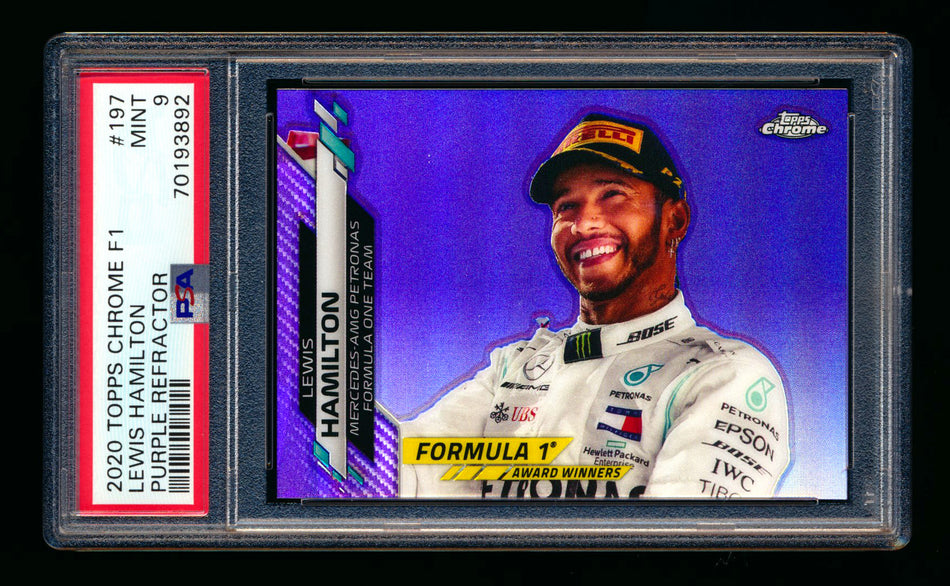 2020 Topps Chrome F1 #197 Lewis Hamilton RC Purple Refractor #128/399 PSA 9 ** (SOLD - $69.00 - 10/23/2024) **