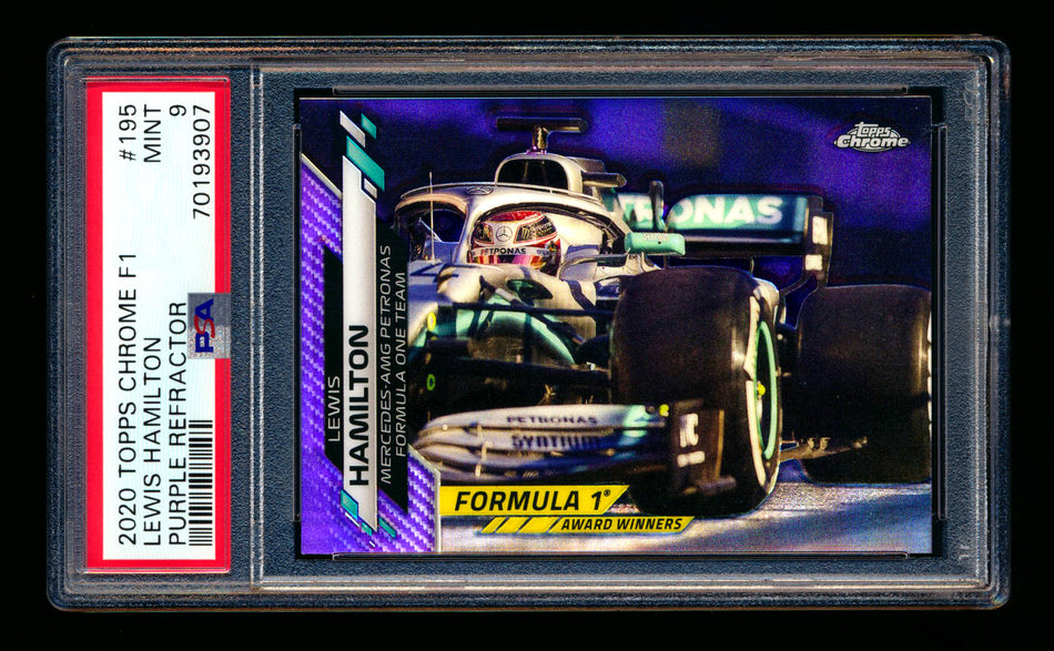 2020 Topps Chrome F1 #195 Lewis Hamilton RC Purple Refractor #063/399 PSA 9