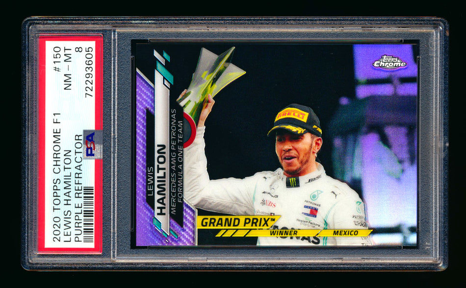 2020 Topps Chrome F1 #150 Lewis Hamilton RC Purple Refractor #175/399 PSA 8