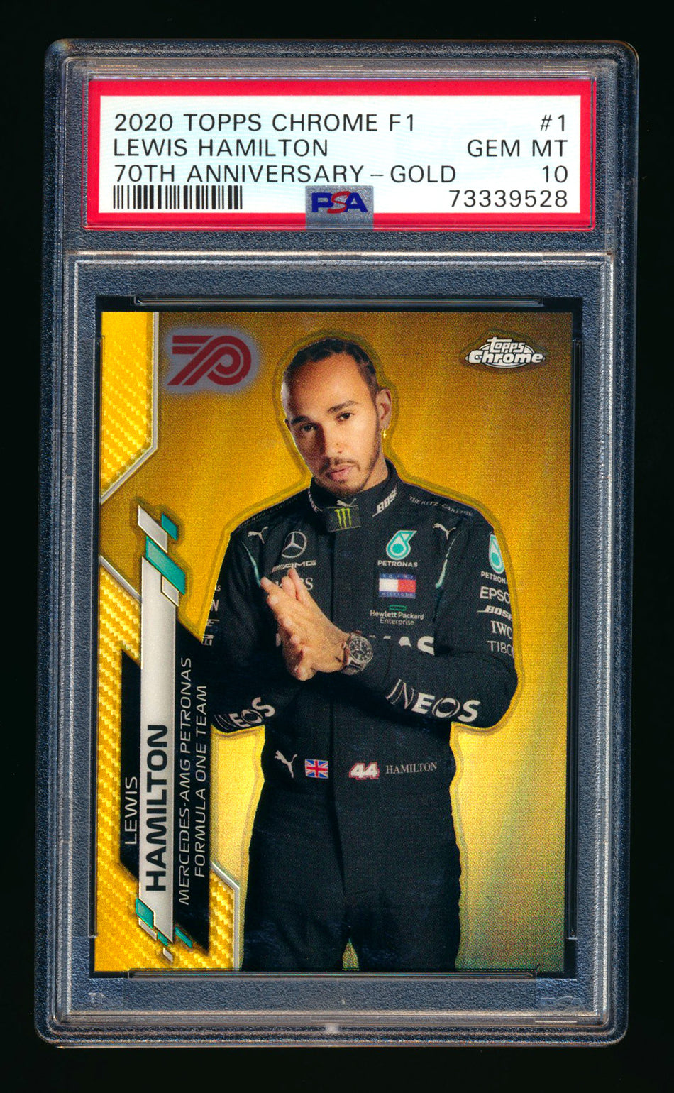 2020 Topps Chrome F1 #1 Lewis Hamilton RC 70th Anniversary Gold Refractor Portrait PSA 10 (Copy)