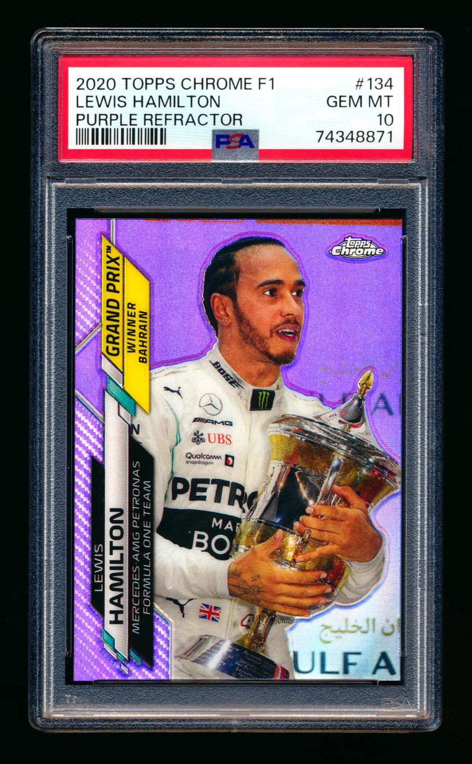 2020 Topps Chrome F1 #134 Lewis Hamilton RC Purple Refractor #366/399 PSA 10