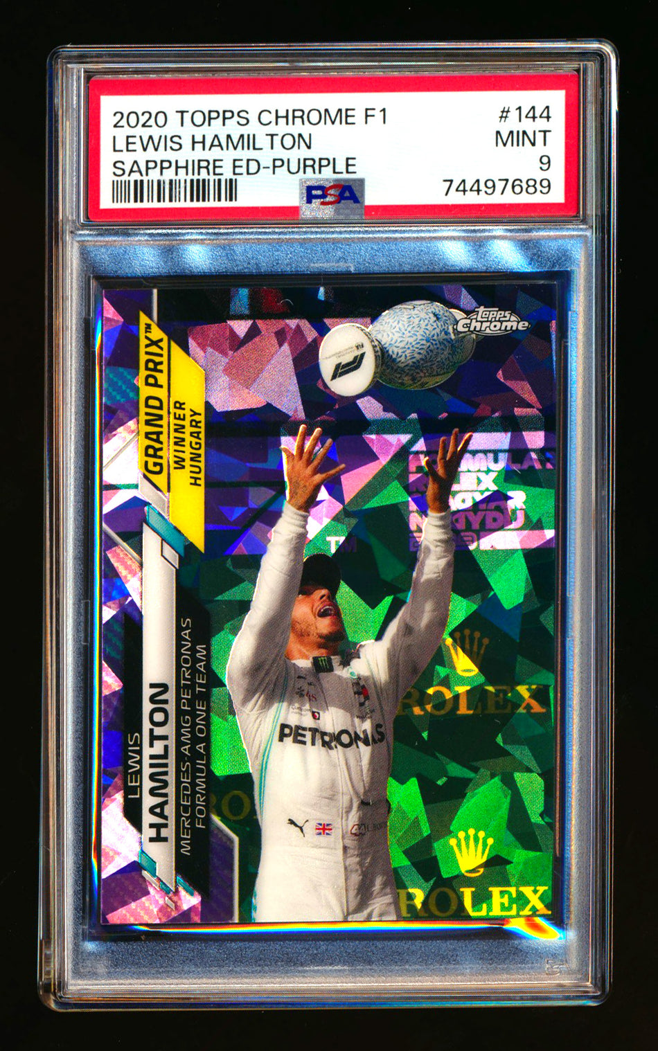 2020 Topps Chrome Sapphire F1 #144 Lewis Hamilton RC Purple Refractor #03/10 PSA 9 ** (SOLD - $795.00 - 10/27/2024) **