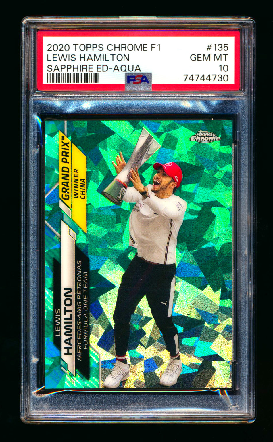 2020 Topps Chrome Sapphire F1 #135 Lewis Hamilton RC Aqua Refractor #36/99 PSA 10