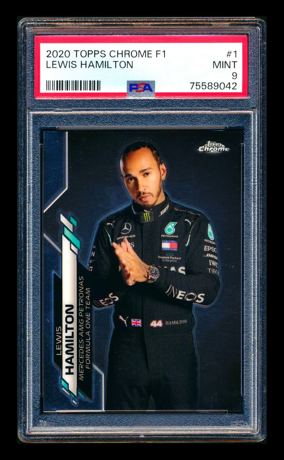 2020 Topps Chrome F1 #1 Lewis Hamitlon RC Portrait PSA 9