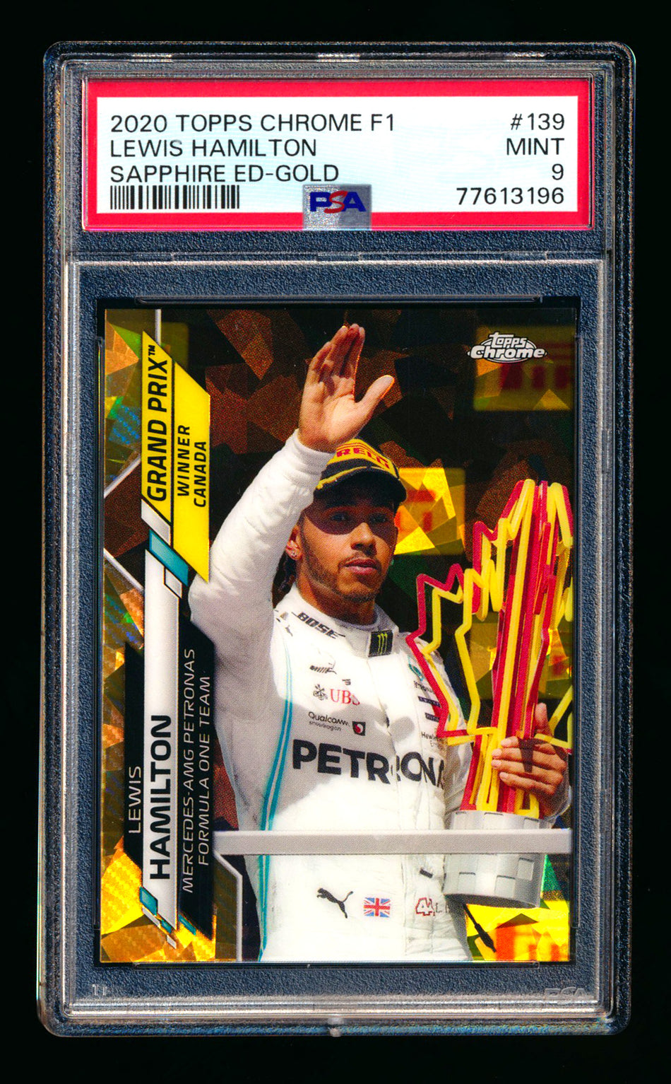 2020 Topps Chrome Sapphire F1 #139 Lewis Hamilton RC Gold Refractor #20/50 PSA 9