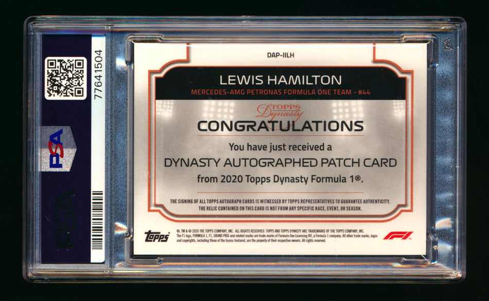 2020 Topps Dynasty F1 #DAP-IILH Lewis Hamilton ROOKIE Red Patch Autograph #3/5 PSA 10 Gem Mint ** (SOLD - Private Offer Accepted - 11/23/2024) **