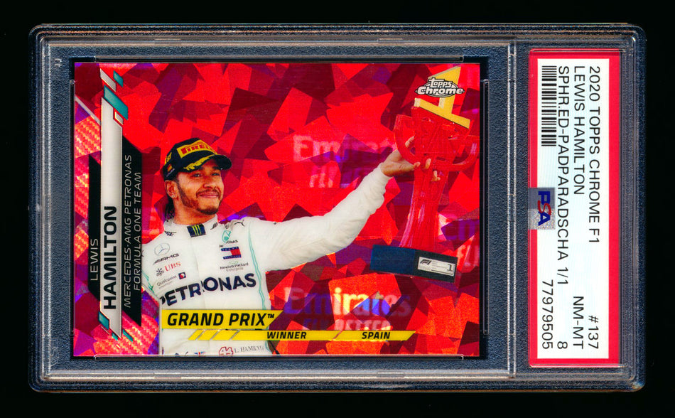 2020 Topps Chrome Sapphire F1 #137 Lewis Hamilton RC Padparadscha Refractor #1/1 PSA 8 (Ultimate Wishlist - Wish Granted!) ** (SOLD - $4750.00 - 1/22/2025) **