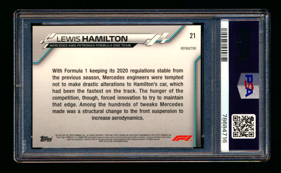 2020 Topps Chrome F1 #21 Lewis Hamilton RC Refractor PSA 7 ** (SOLD - $19.00 - 10/23/2024) **