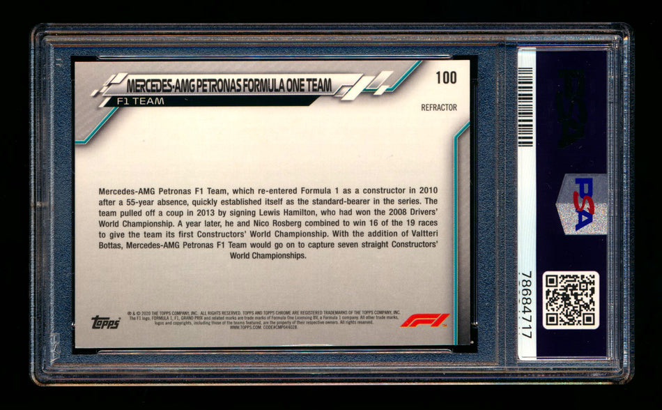 2020 Topps Chrome F1 #100 Mercedes-AMG Petronas/Lewis Hamilton RC Refractor PSA 7 ** (SOLD - $19.00 - 10/23/2024) **