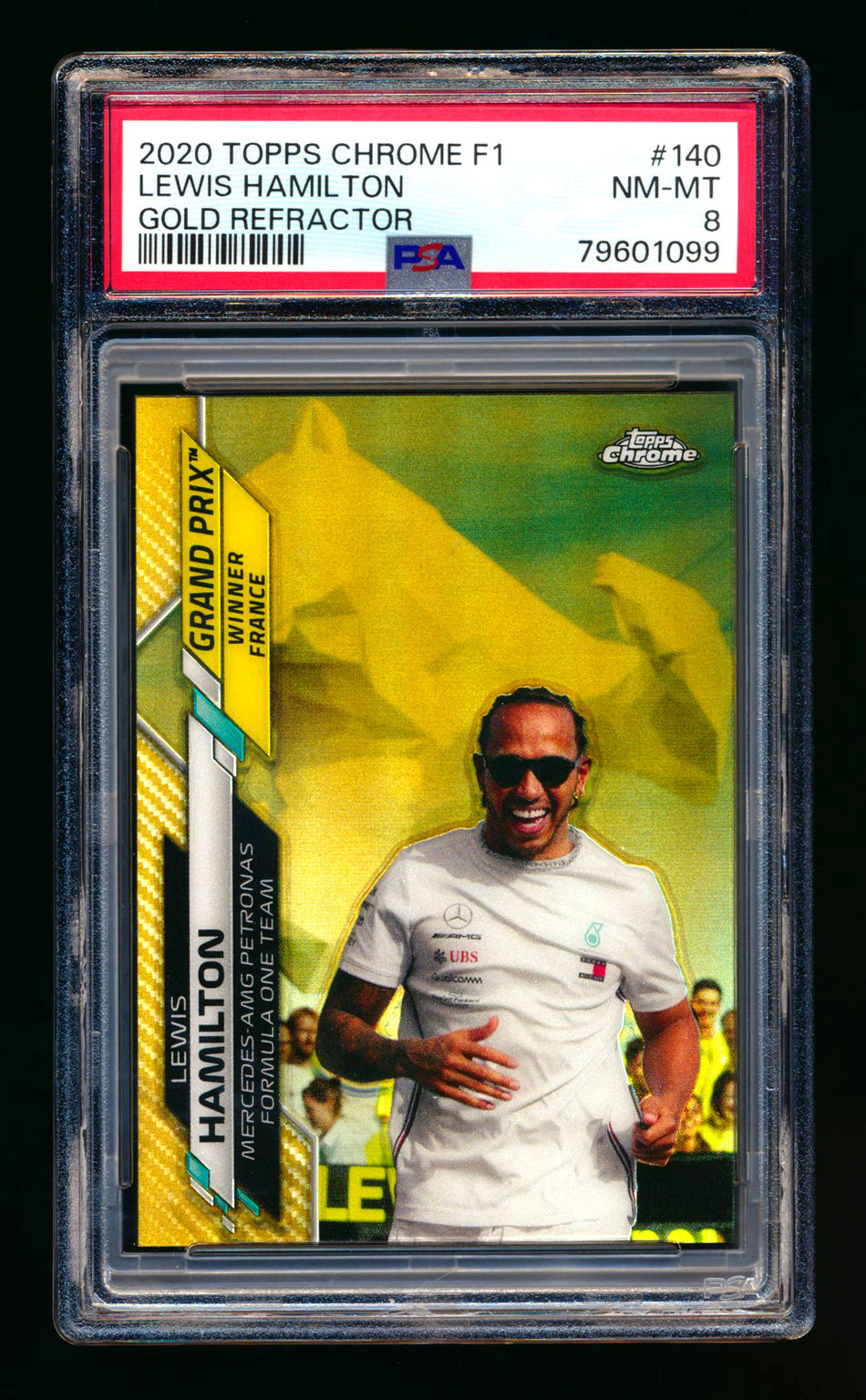 2020 Topps Chrome F1 #140 Lewis Hamilton RC Gold Refractor #28/50 PSA 8 ** (SOLD - $125.00 - 12/28/2024) **