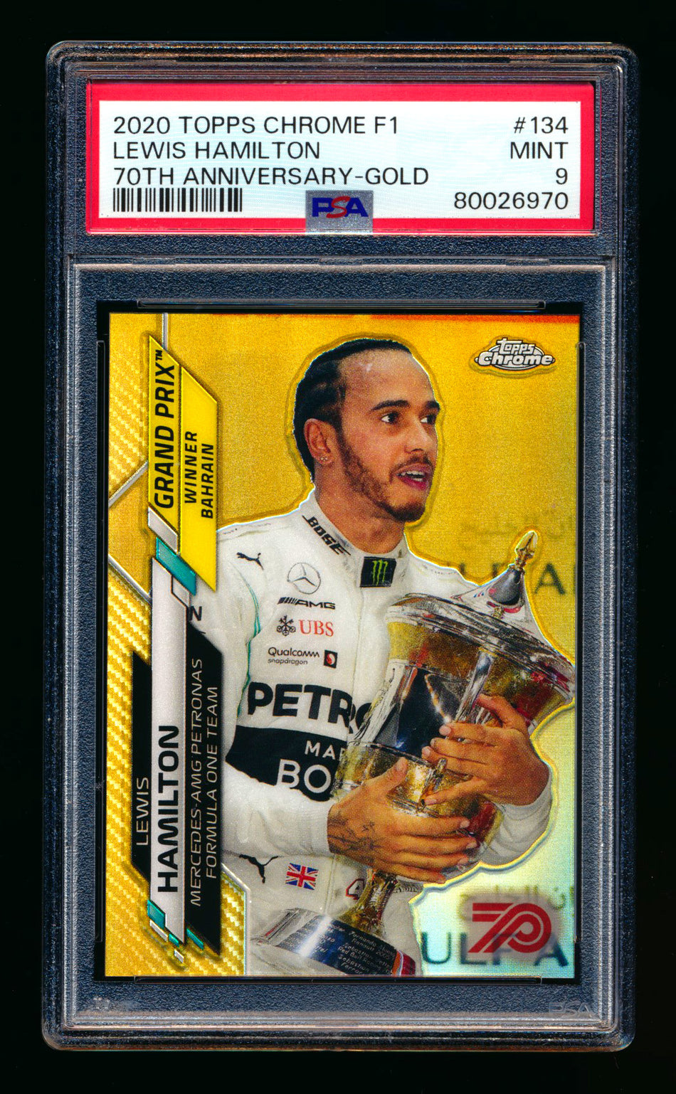 2020 Topps Chrome F1 #134 Lewis Hamilton RC 70th Anniversary Gold Refractor PSA 9 ** (SOLD eBay - $79.00 - 12/31/2024) **