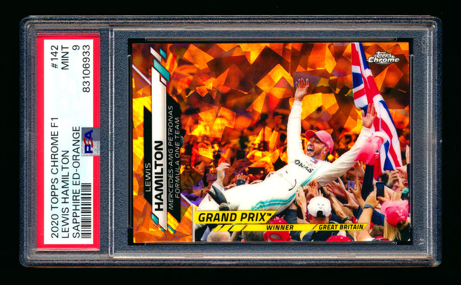 2020 Topps Chrome Sapphire F1 #142 Lewis Hamilton RC Orange Refractor #20/25 PSA 9