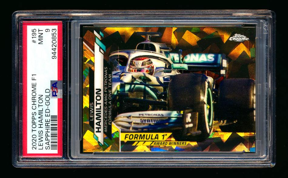 2020 Topps Chrome Sapphire F1 #195 Lewis Hamilton RC Gold Refractor #38/50 PSA 9