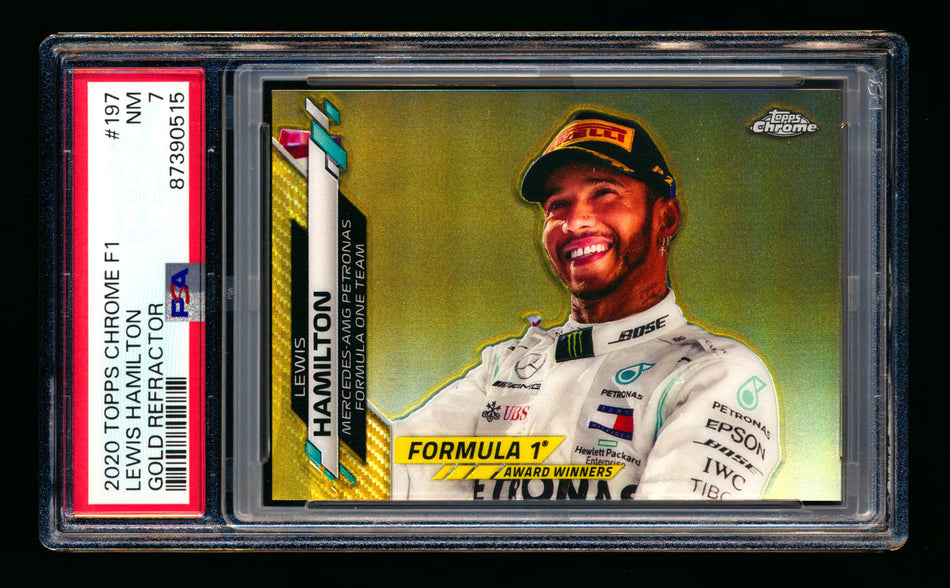 2020 Topps Chrome F1 #197 Lewis Hamilton RC Gold Refractor #28/50 PSA 7