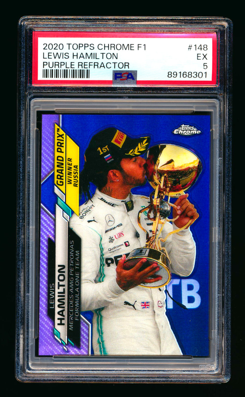 2020 Topps Chrome F1 #148 Lewis Hamilton RC Purple Refractor #378/399 PSA 5