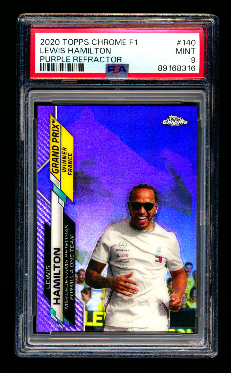 2020 Topps Chrome F1 #140 Lewis Hamilton RC Purple Refractor #207/399 PSA 9