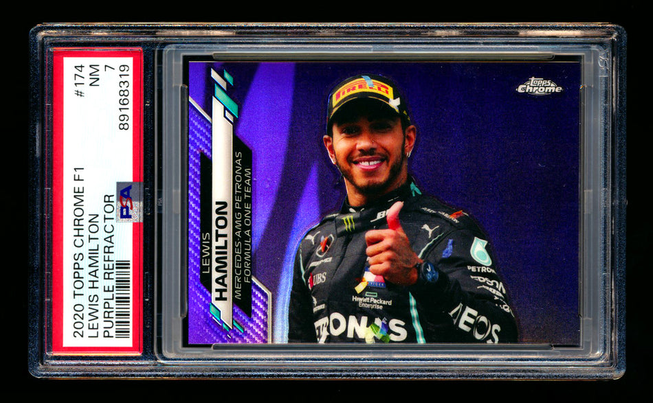 2020 Topps Chrome F1 #174 Lewis Hamilton RC Purple Refractor #016/399 PSA 7