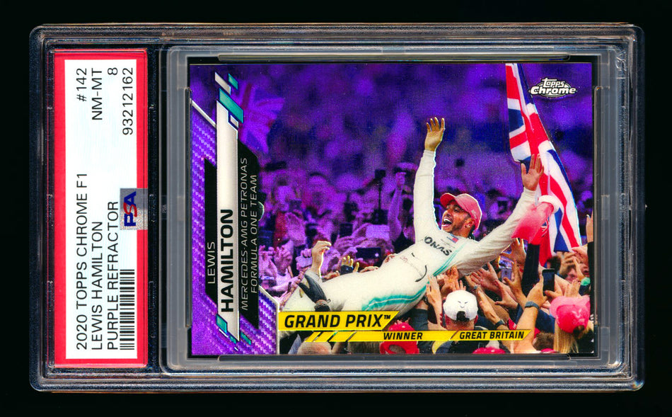 2020 Topps Chrome F1 #142 Lewis Hamilton RC Purple Refractor #034/399 PSA 8 ** (SOLD eBay - $59.00 - 1/21/2025) **