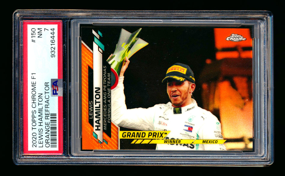 2020 Topps Chrome F1 #150 Lewis Hamilton RC Orange Refractor #18/25 PSA 7