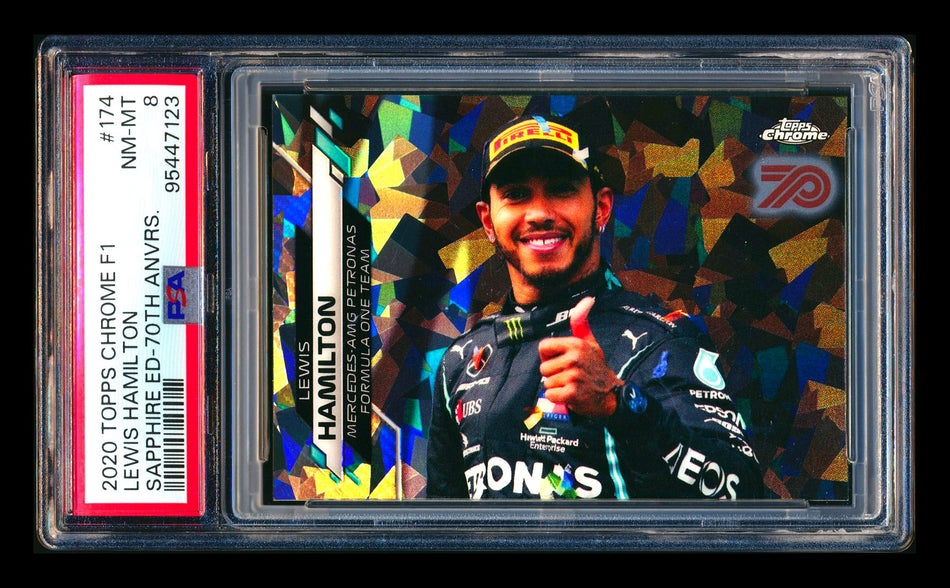 2020 Topps Chrome Sapphire F1 #174 Lewis Hamilton RC 70th Silver Refractor #18/70 PSA 8