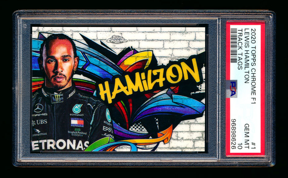 2020 Topps Chrome F1 Track Tags #TT-1 Lewis "Hamil7on" Hamilton RC Refractor PSA 10 ** (SOLD - $89.00 - 1/17/2025) **