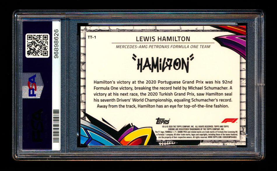 2020 Topps Chrome F1 Track Tags #TT-1 Lewis "Hamil7on" Hamilton RC Refractor PSA 10 ** (SOLD - $89.00 - 1/17/2025) **