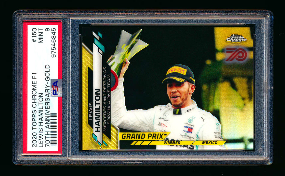 2020 Topps Chrome F1 #150 Lewis Hamilton RC 70th Anniversary Gold Refractor PSA 9